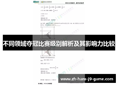 不同领域夺冠比赛级别解析及其影响力比较